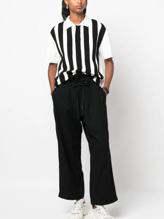 Y-3 Pants - Adidas Y-3 Rare Black Mismatched Waist Front Box Pleat Wide Leg Trouser Pants